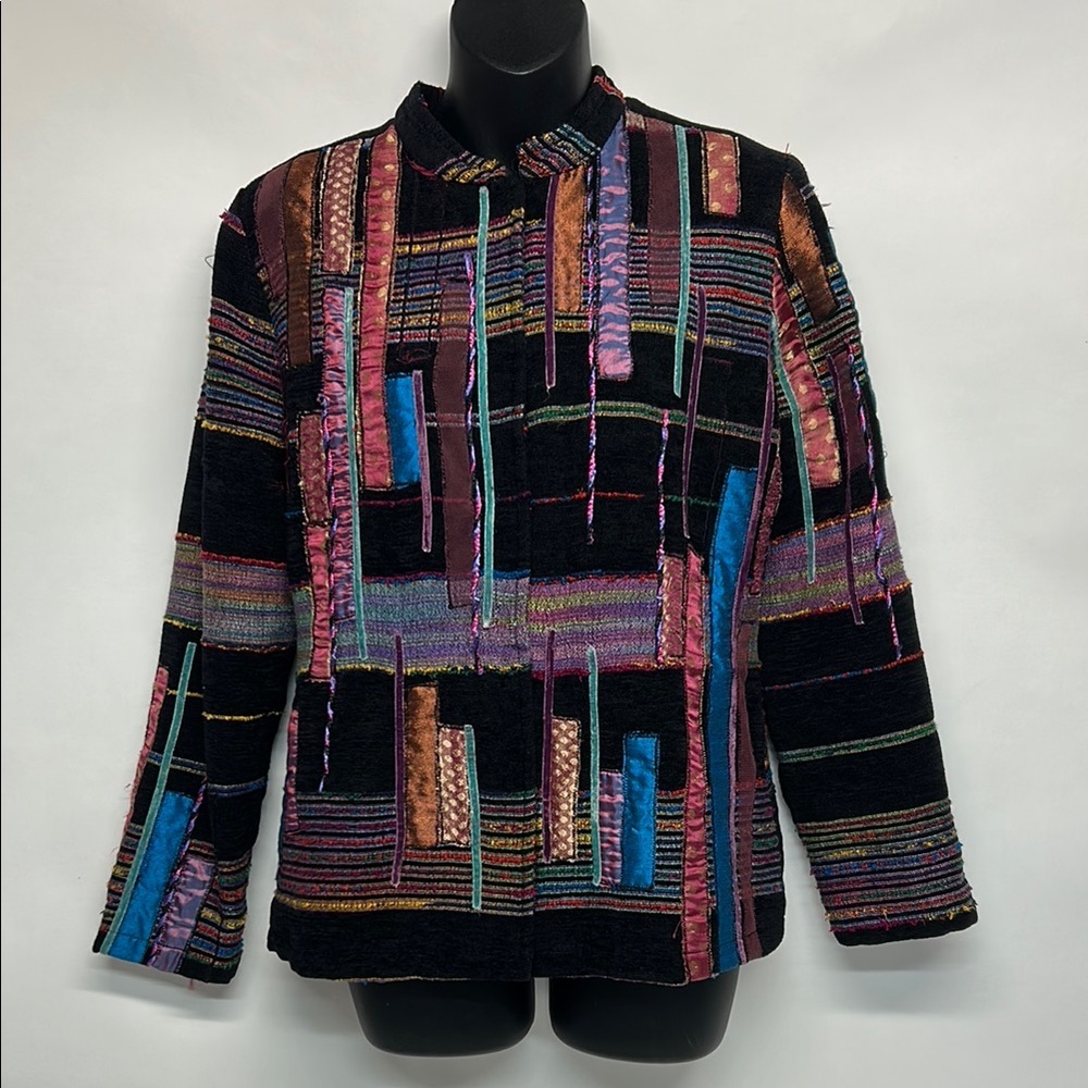 Colorful Patchwork Jacket Size Small Vintage - image 1